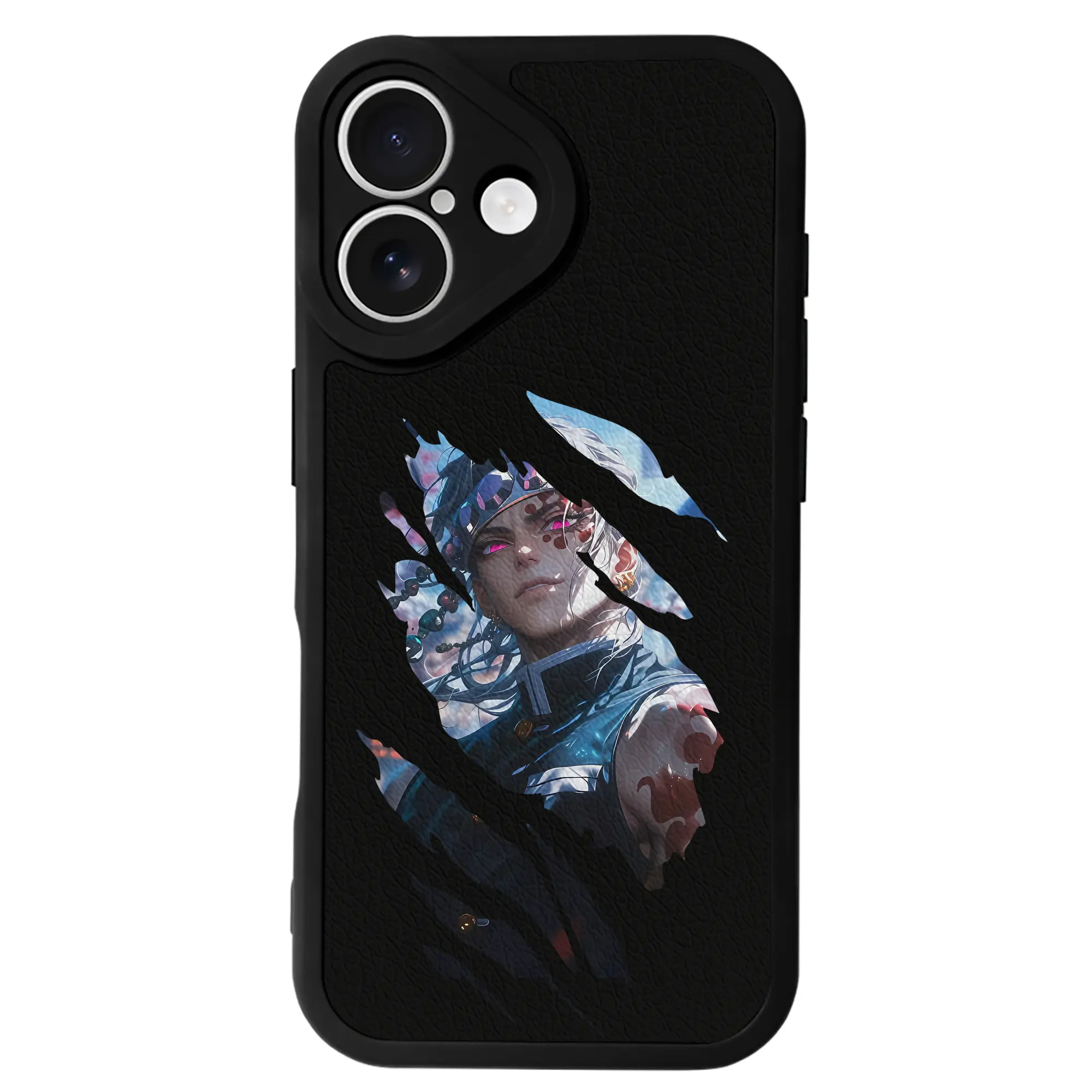 鬼滅の刃 グッズ,宇髄 天元 - IPhone 16シリーズ対応 ・ シリコンスマホケース ・ レザー調 ・ 高精度フィット ・ 耐衝撃 ・ ワイヤレス充電対応 ・ 精密カット